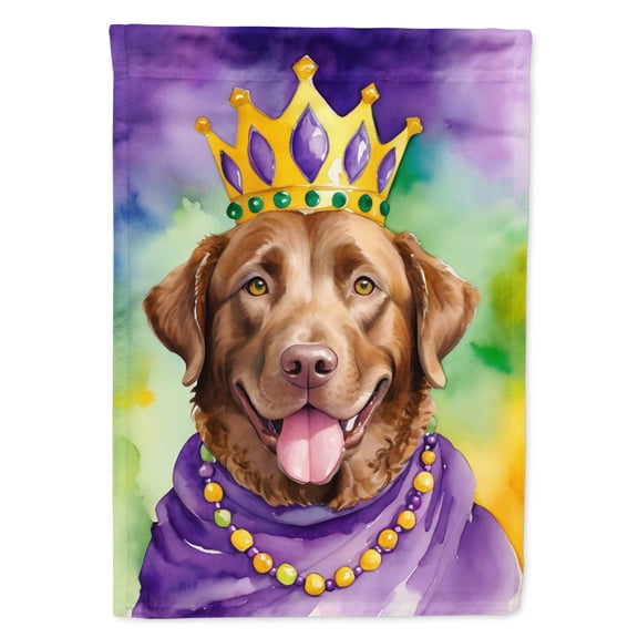 Chesapeake Bay Retriever King of Mardi Gras Garden Flag 11.25 in x 15.5 in