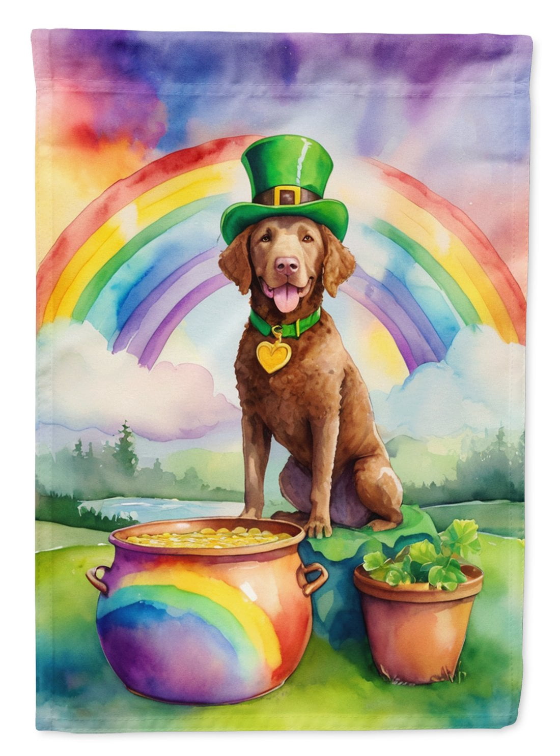 Chesapeake Bay Retriever St Patrick's Day Garden Flag 11.25 in x 15.5 in