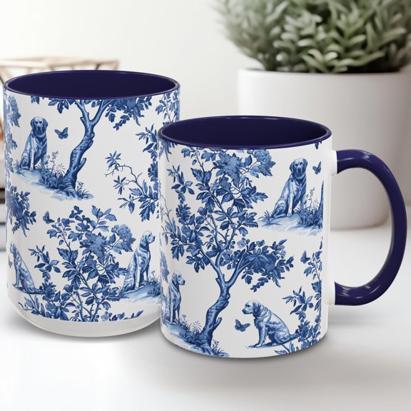 Chesapeake Bay Retriever Toile Mug Blue French Toile Coffee Cup for Chessie Lovers Dog Chi