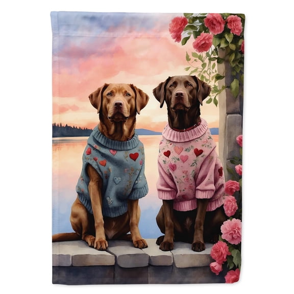 Chesapeake Bay Retriever Two Hearts Garden Flag 11.25 in x 15.5 in