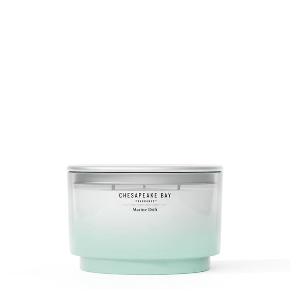Chesapeake Bay Candle Sea Glass 3-Wick 14.5 oz Jar Scented Candle, Marine Drift, Blue