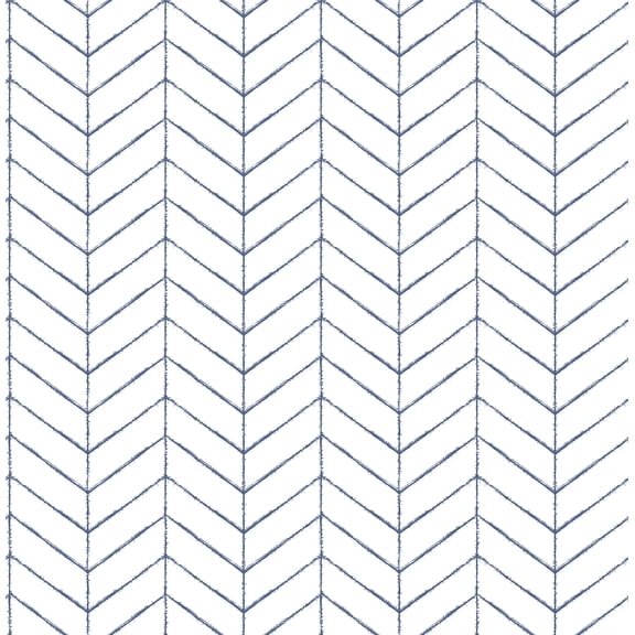 Chesapeake Bison Navy Herringbone Unpasted Non Woven Wallpaper, 20.5-in by 33-ft, 56.4 sq. ft.