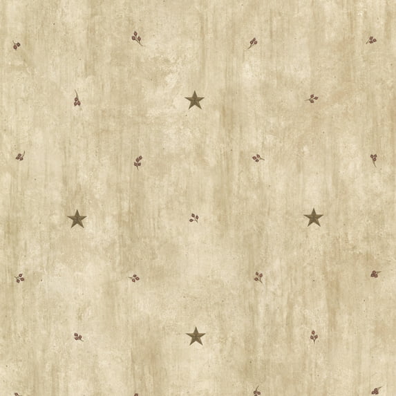 Chesapeake Bryndle Beige Barnstar and Sprigs Prepasted Easy Walls Wallpaper, 20.5-in by 33-ft, 56.4 sq. ft.