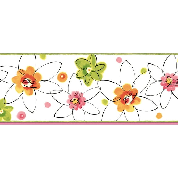 Chesapeake Butterbean Pink Crazy Daisies Toss Border
