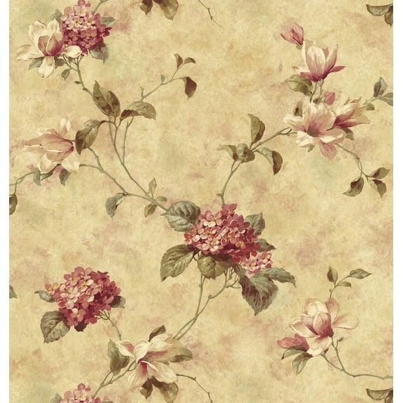 "Chesapeake CCB76304 Hydrangea Trail Wallpaper, Maroon"