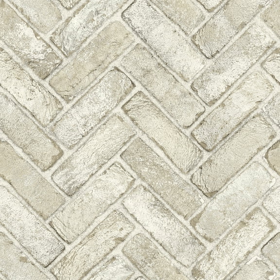 Chesapeake Canelle Taupe Brick Herringbone Wallpaper