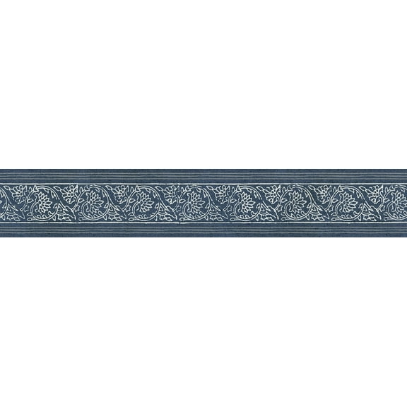 Chesapeake Carved Floral Blue Trim Wall Border