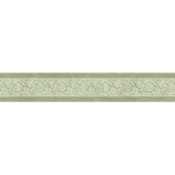 Chesapeake Carved Floral Green Trim Wall Border