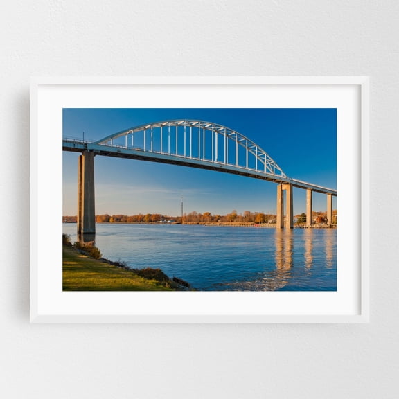 Chesapeake City Bridge - Chesapeake City Maryland Photography White Framed Wall Art Print 12 x 18 inches