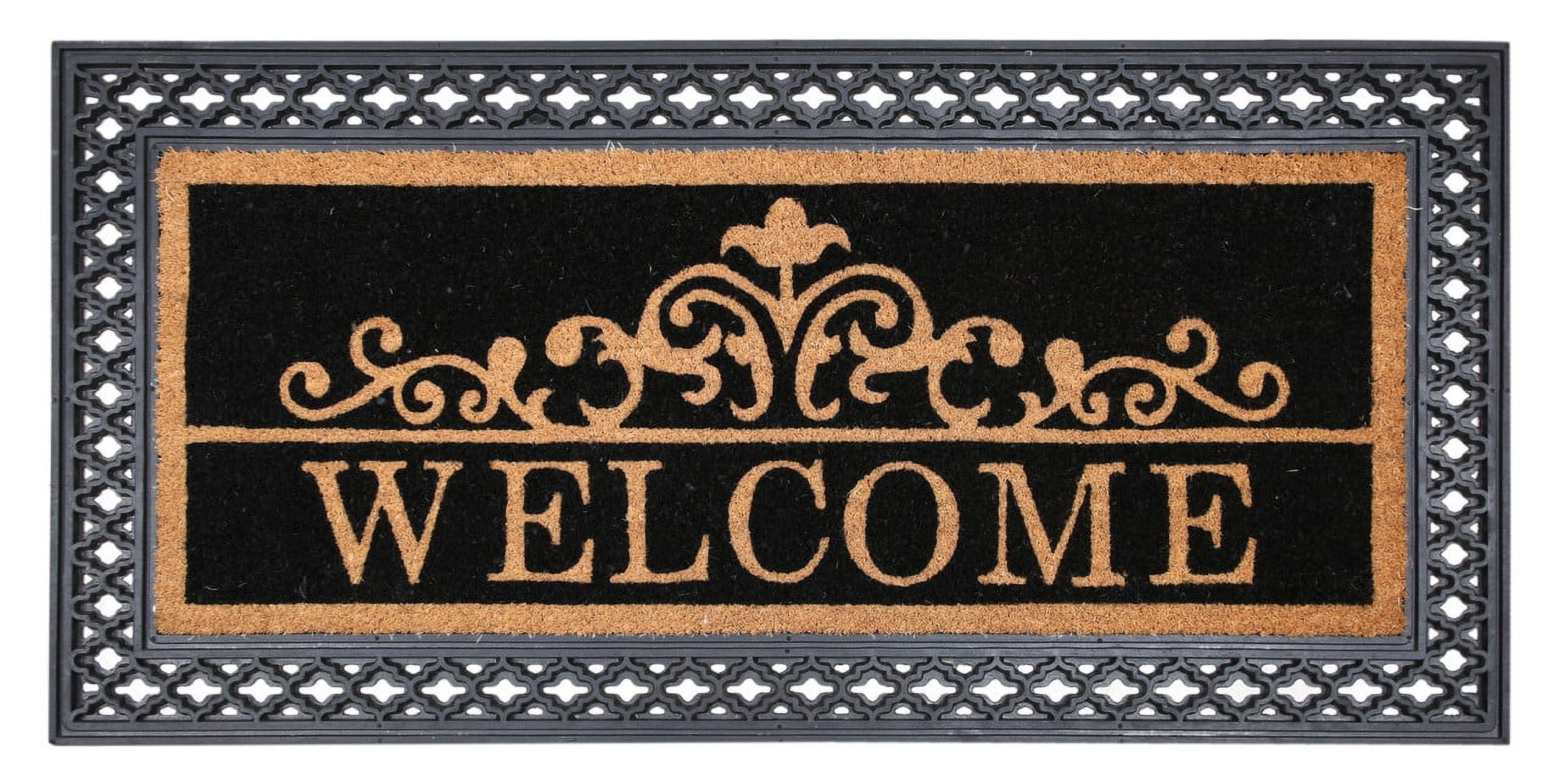 Chesapeake Black and Natural Coir Rubber Outdoor Doormat 22" x 47"