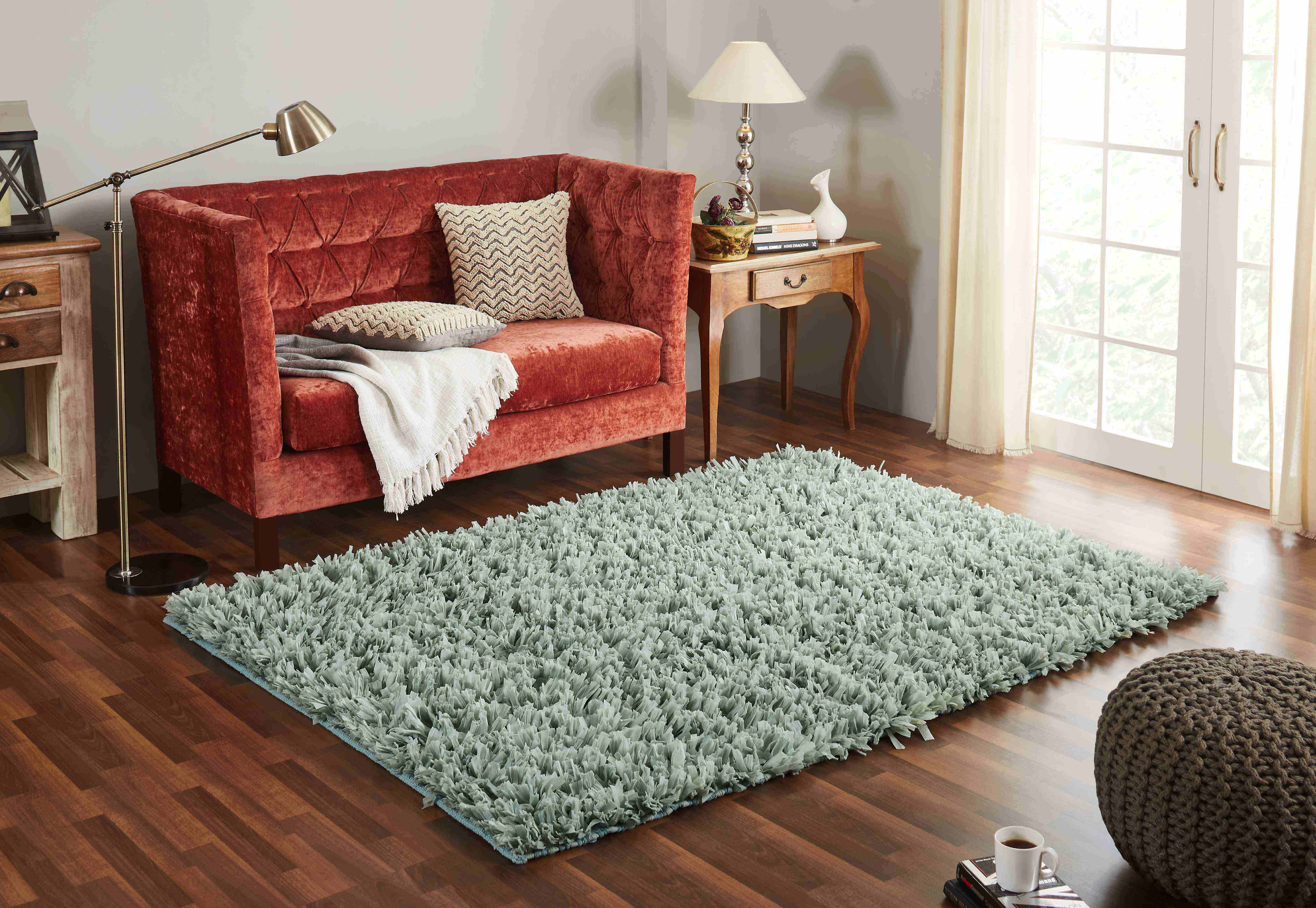 Chesapeake Comfy Shag Aqua Area Rug (5' x 7')