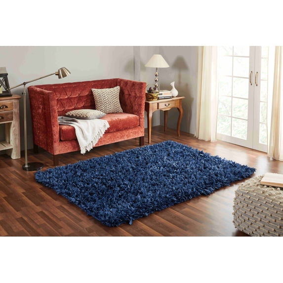 Chesapeake Comfy Shag Navy Area Rug (5' x 7')