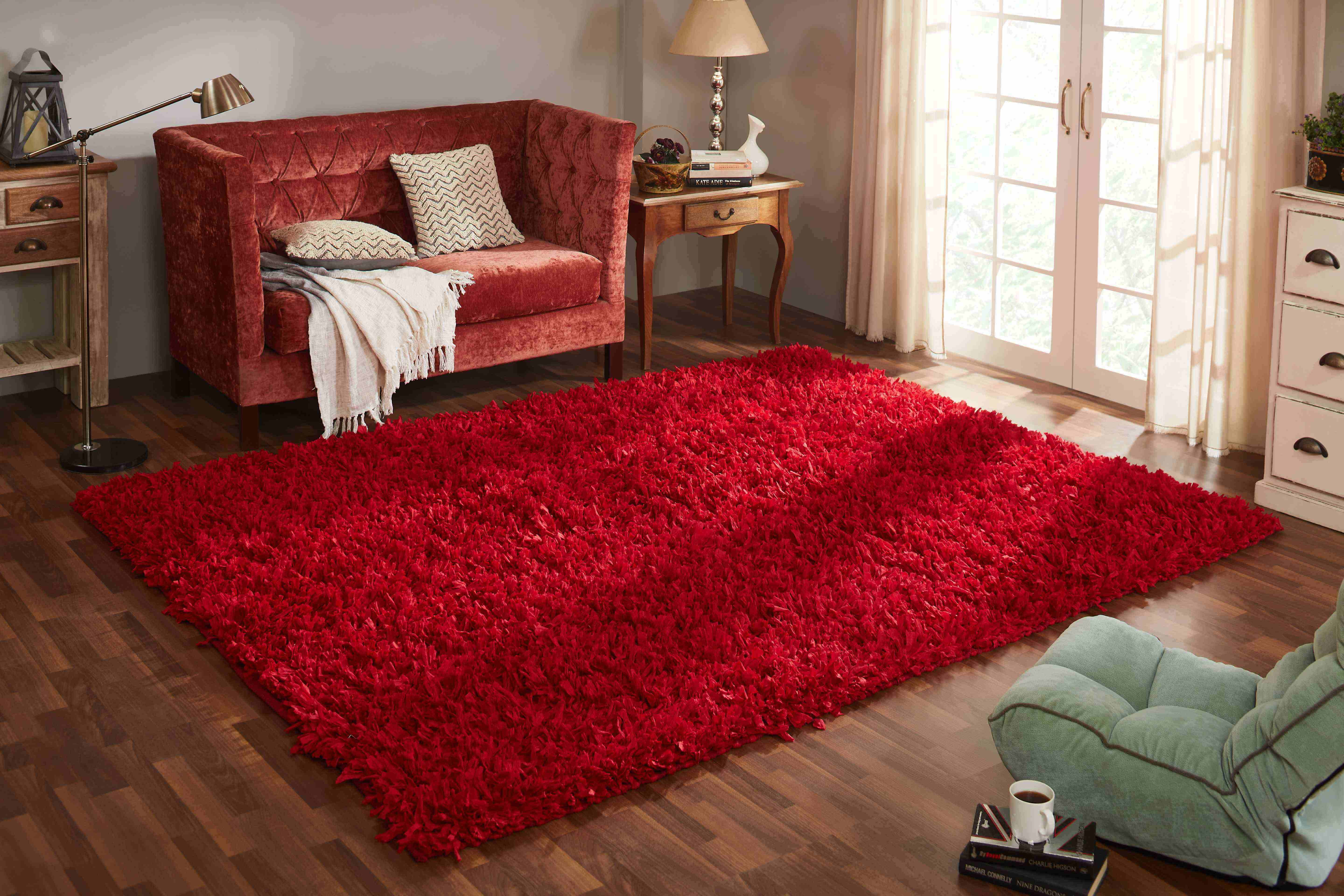 Lounge Rug Red Chesapeake Comfy Shag Red Area Rug (7' 3