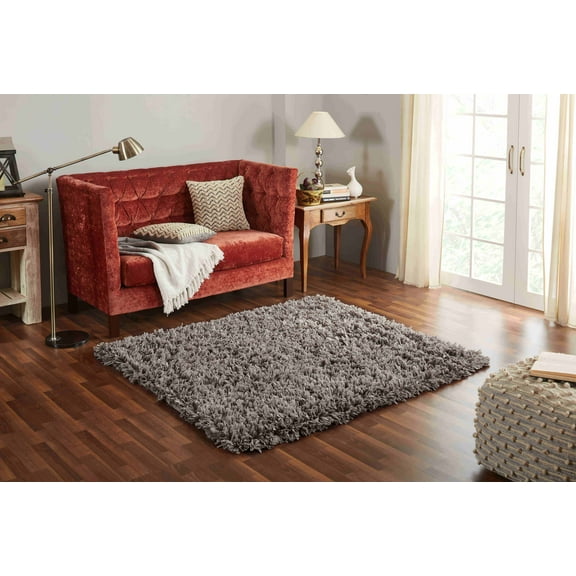 Chesapeake Comfy Shag Silver Area Rug (5' x 7')