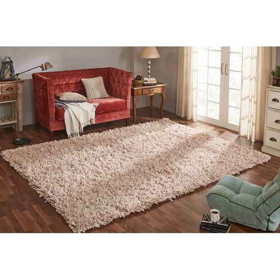 Chesapeake Comfy Shag Taupe Area Rug (7' 3" x 9' 3")