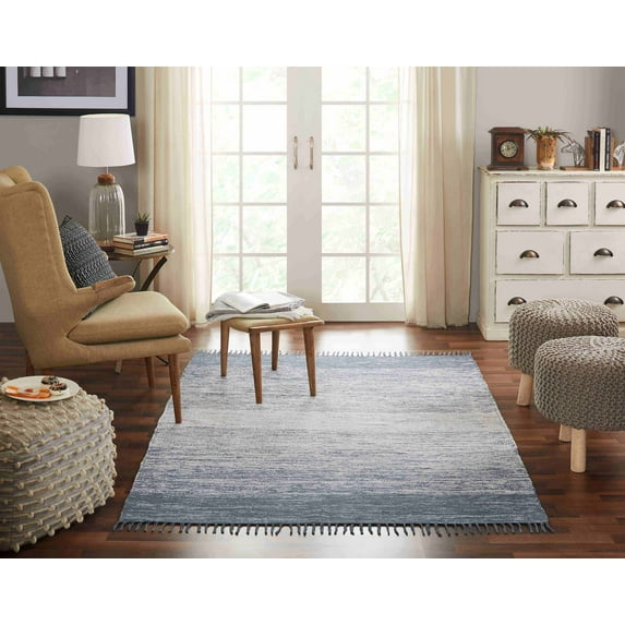 Chesapeake Cotton Ombre Blue Area Rug (7'3" x 9'3")