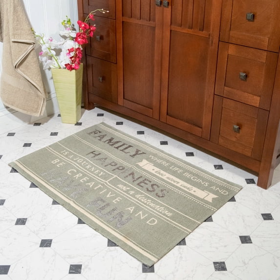 Chesapeake Cotton printed typography Gray Pattern rug (24"x36")
