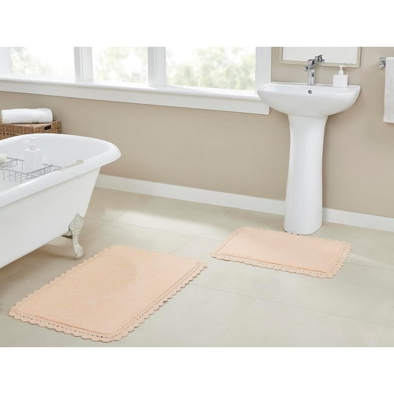 Chesapeake Crochet 2 piece Bath Rug Set - 21"X34" & 17"X24" - Pale Blush Color