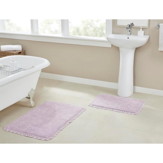 Chesapeake Crochet 2 piece Bath Rug Set - 21"X34" & 17"X24" - Lavender Color