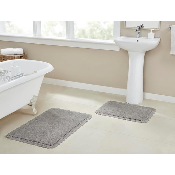 Chesapeake Crochet 2Pc Grey Bath Rug (21"X34" & 17"X24")