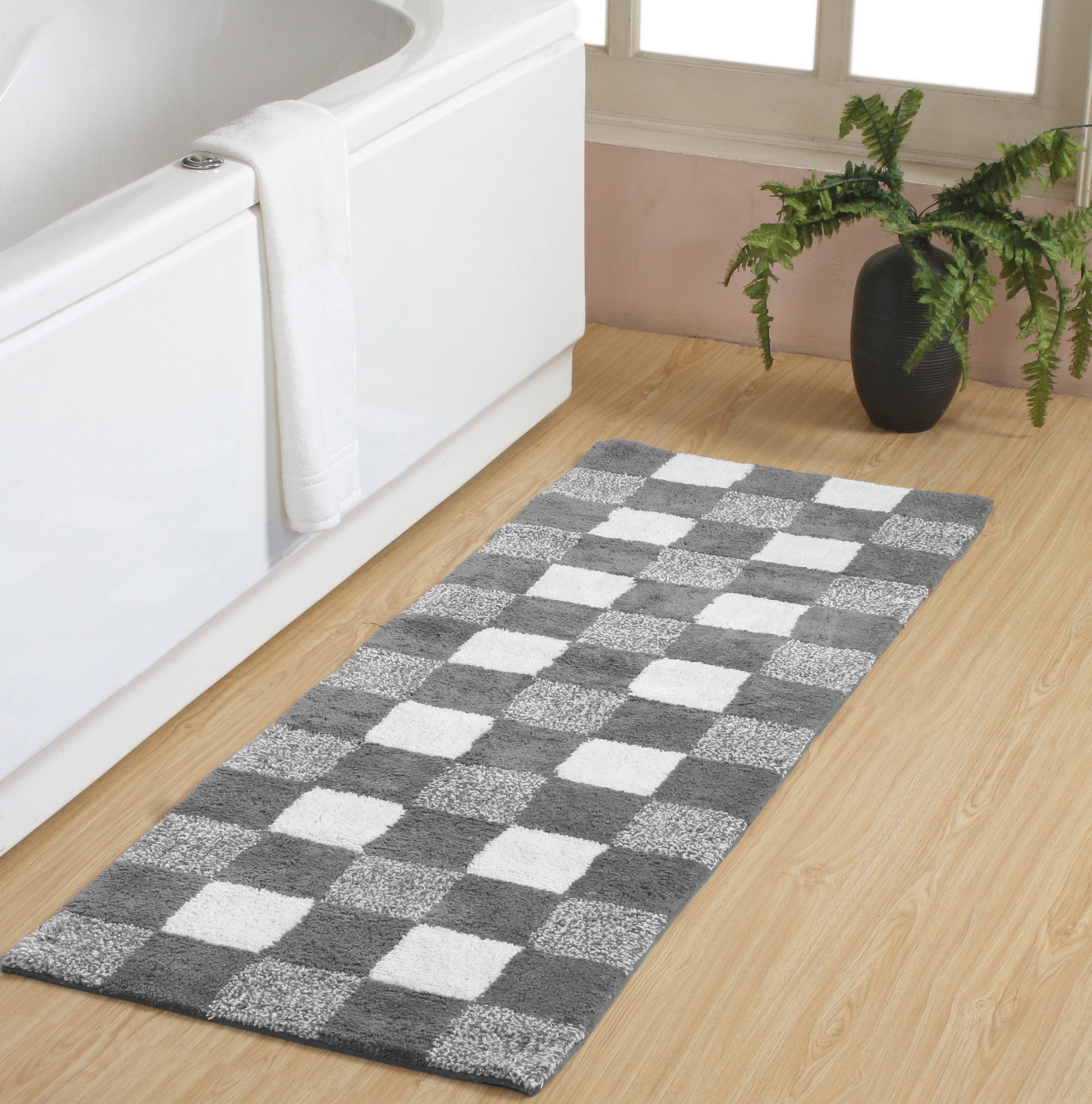 Chesapeake Cubic Bar Cotton Tufted Bath Runner 22"X60"- Dark Grey ...