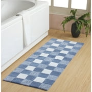 Chesapeake Cubic Bar Cotton Tufted Bath Runner 22"X60"- Ocean Blue