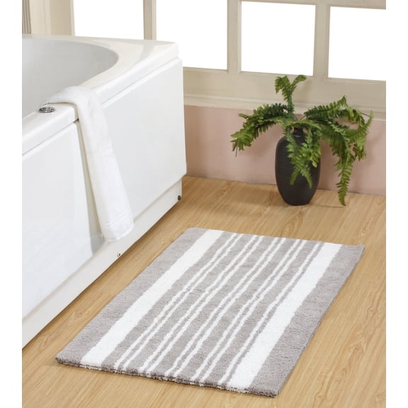 Chesapeake Delran Cotton Tufted Reversible Bath Rug - 24"X40" - Soft Silver