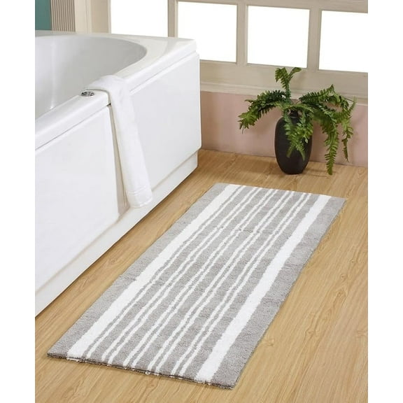 Chesapeake Delran Cotton Tufted Reversible Bath Runner - 22"X60" - Soft Silver