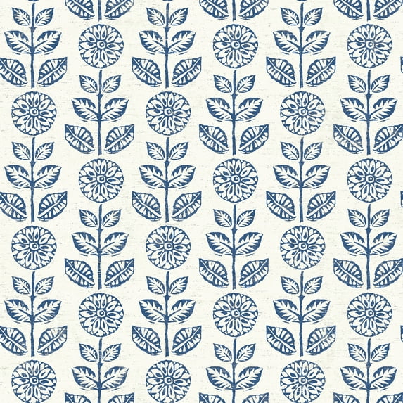 Chesapeake Dolly Navy Floral Prepasted Non Woven Blend Wallpaper, 20.5-in by 33-ft, 56.4 sq. ft.