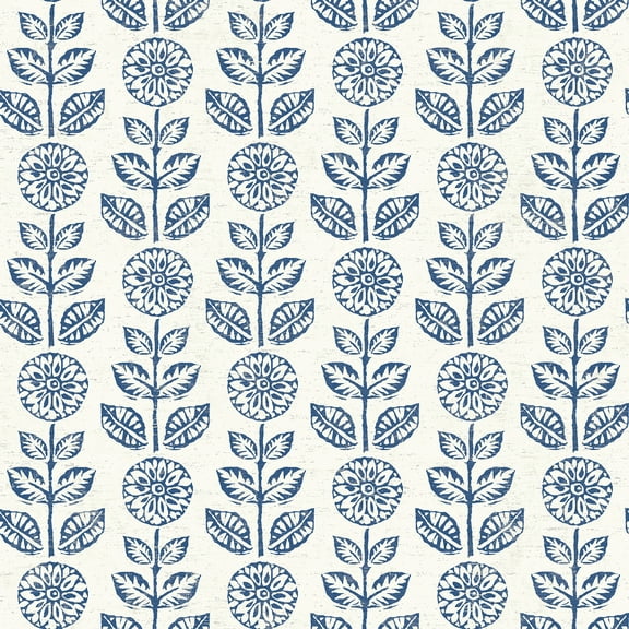 Chesapeake Dolly Navy Floral Prepasted Non Woven Blend Wallpaper, 20.5-in by 33-ft, 56.4 sq. ft.