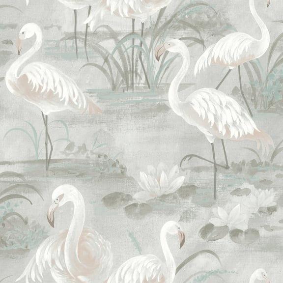 Chesapeake Everglades Grey Flamingos Wallpaper
