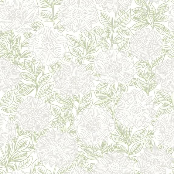 Chesapeake Faustin Green Floral Wallpaper