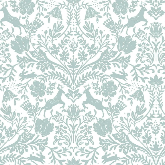 Chesapeake Forest Dance Aqua Damask Wallpaper