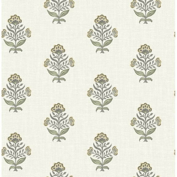 Chesapeake Hollyhock Honey Floral Crest Wallpaper