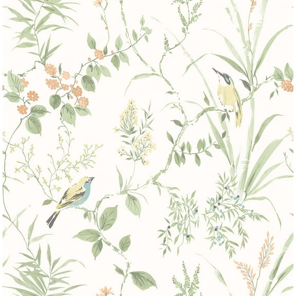 Chesapeake Imperial Garden Light Green Botanical Unpasted Non Woven Wallpaper, 20.5-in by 33-ft, 56.4 sq. ft.