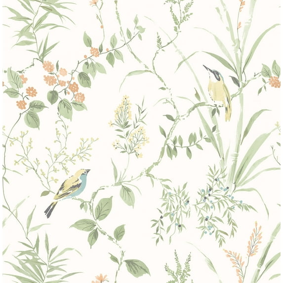 Chesapeake Imperial Garden Light Green Botanical Unpasted Non Woven Wallpaper, 20.5-in by 33-ft, 56.4 sq. ft.