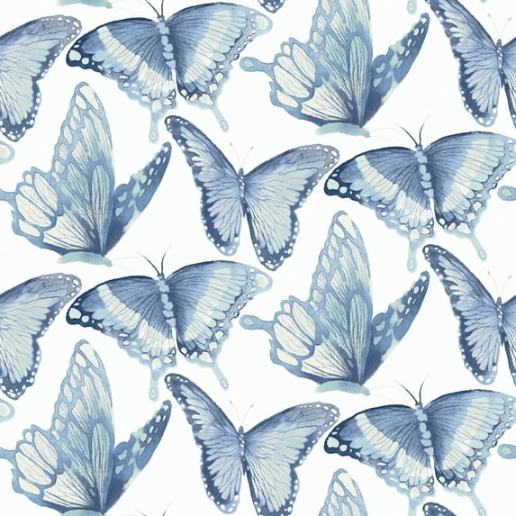Chesapeake Janetta Blue Butterfly Wallpaper