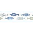thumbnail image 1 of Chesapeake Key Blue Fish Border Prepasted Coated Heavyweight Paper Wallpaper, 6-in by 15-ft, 7.5 sq. ft., 1 of 3