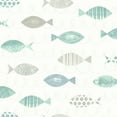 thumbnail image 1 of Chesapeake Key Teal Sea Fish Prepasted Non Woven Blend Wallpaper, 20.5-in by 33-ft, 56.4 sq. ft., 1 of 3