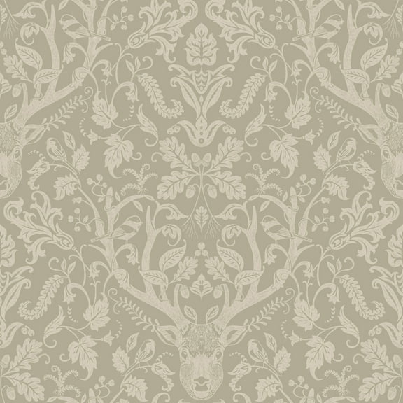 Chesapeake Kiwassa Sage Antler Damask Wallpaper