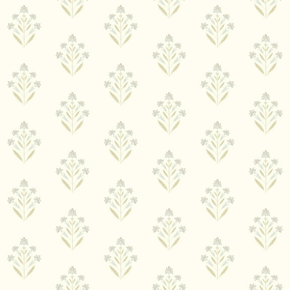 Chesapeake Kova Yellow Floral Crest Wallpaper, 20.5-in by 33-ft