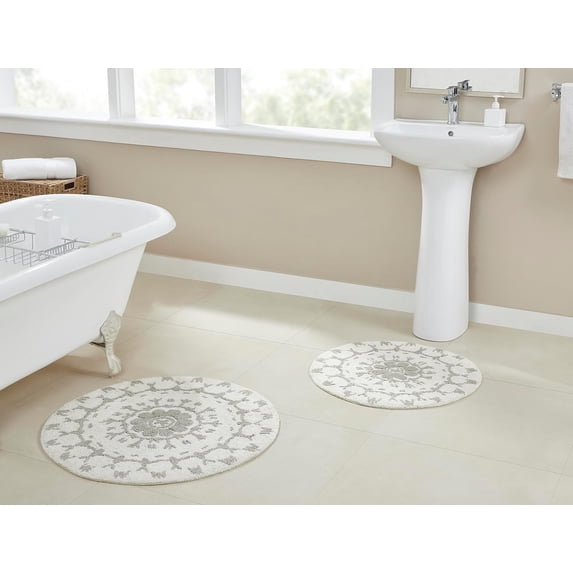 Chesapeake Kyala 2Pc Grey Bath Rug (30" & 24" Round)