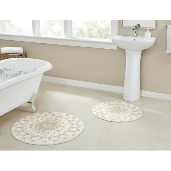 Chesapeake Kyala 2Pc Linen Bath Rug (30" & 24" Round)