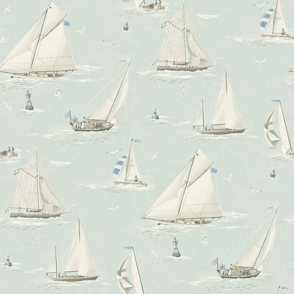 Chesapeake Leeward Aqua Sailboat Wallpaper