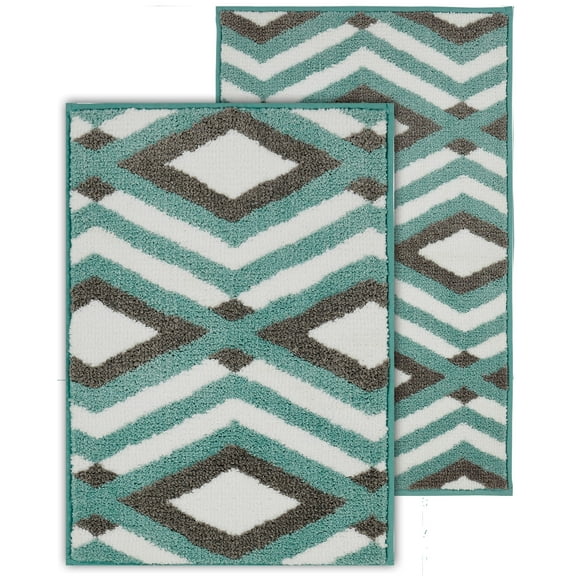 Chesapeake MF Prism Aqua-Grey 2pc Bath Set (17" x 24" & 21" x 34")