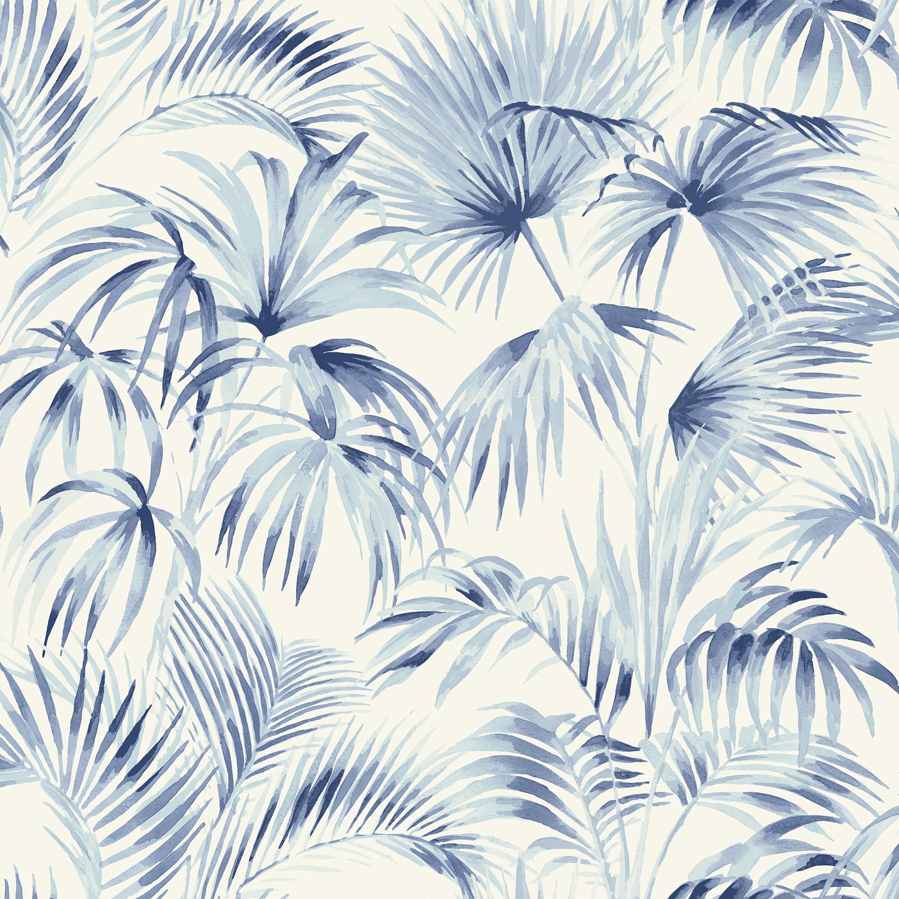 Manaus Blue Palm Frond Tropical Prepasted Wallpaper