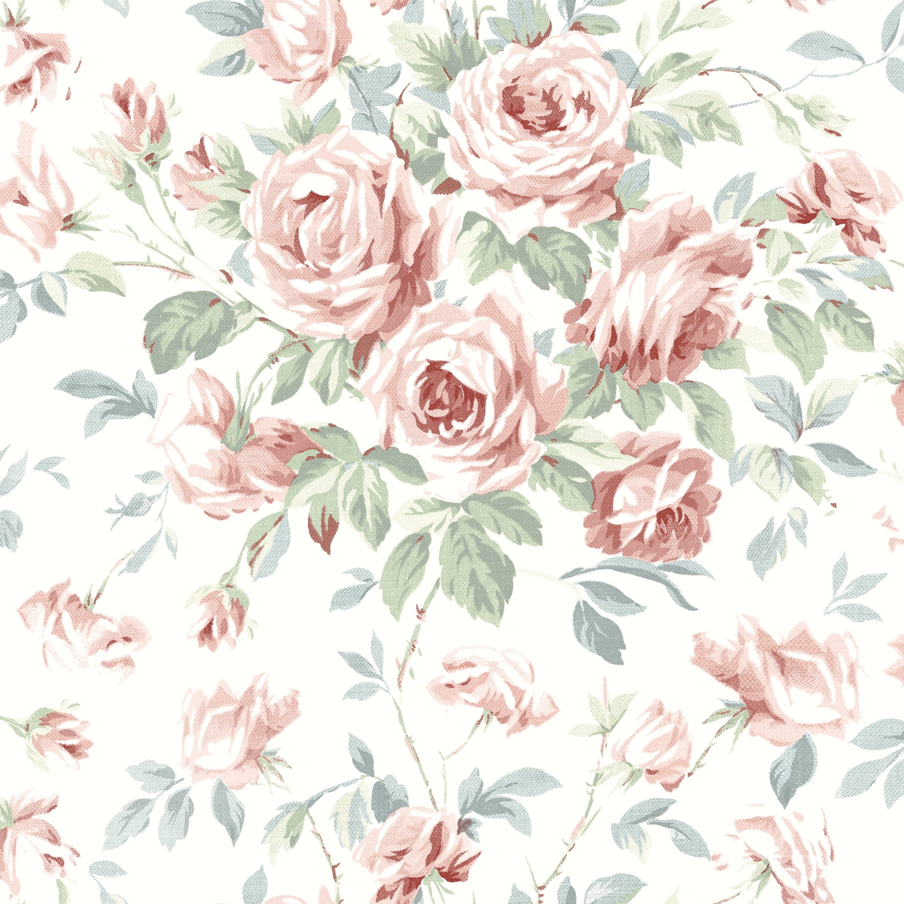 Manon Pink and Green Floral Pre-pasted Wallpaper