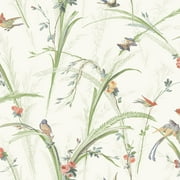 Chesapeake Meadowlark Light Green Botanical Prepasted Non-Woven Blend Wallpaper, 20.5-in by 33-ft, 56.4 Sq. ft. 1 count