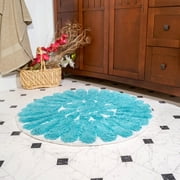 Chesapeake Merchandising, Inc Chesapeake Bursting Flower 2 pc. Round Bath Rug Set (24" & 30") Bursting Flower White / Aqua
