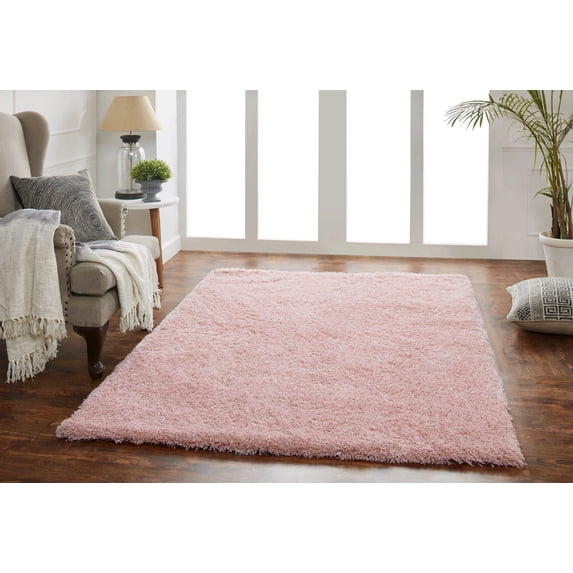 Chesapeake Microfiber Polyester Shag Blush Canilla Area Rug (5'x7')